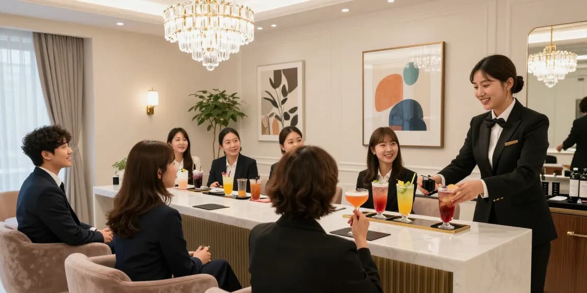 강남구구단의 고급스러운 룸살롱 내부, 유쾌한 대화가 오가는 전문직 종사자들이 있는 장면