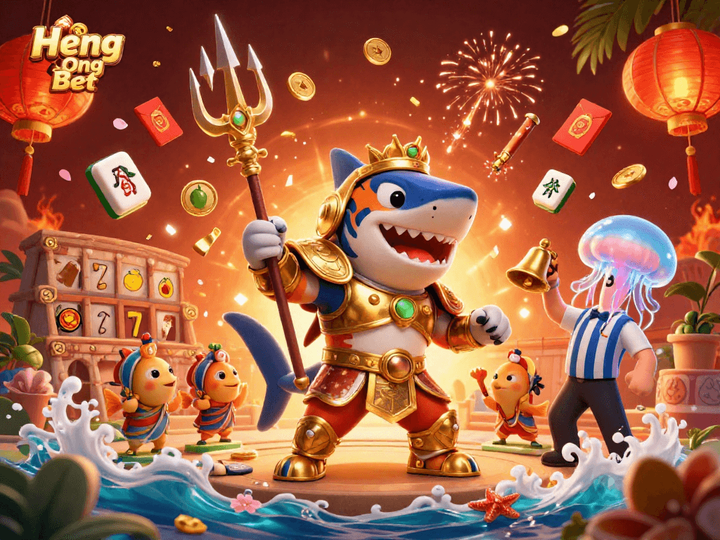 Experience Heng Ong Bet with an exhilarating underwater casino scene featuring vibrant characters and dynamic gaming elements.