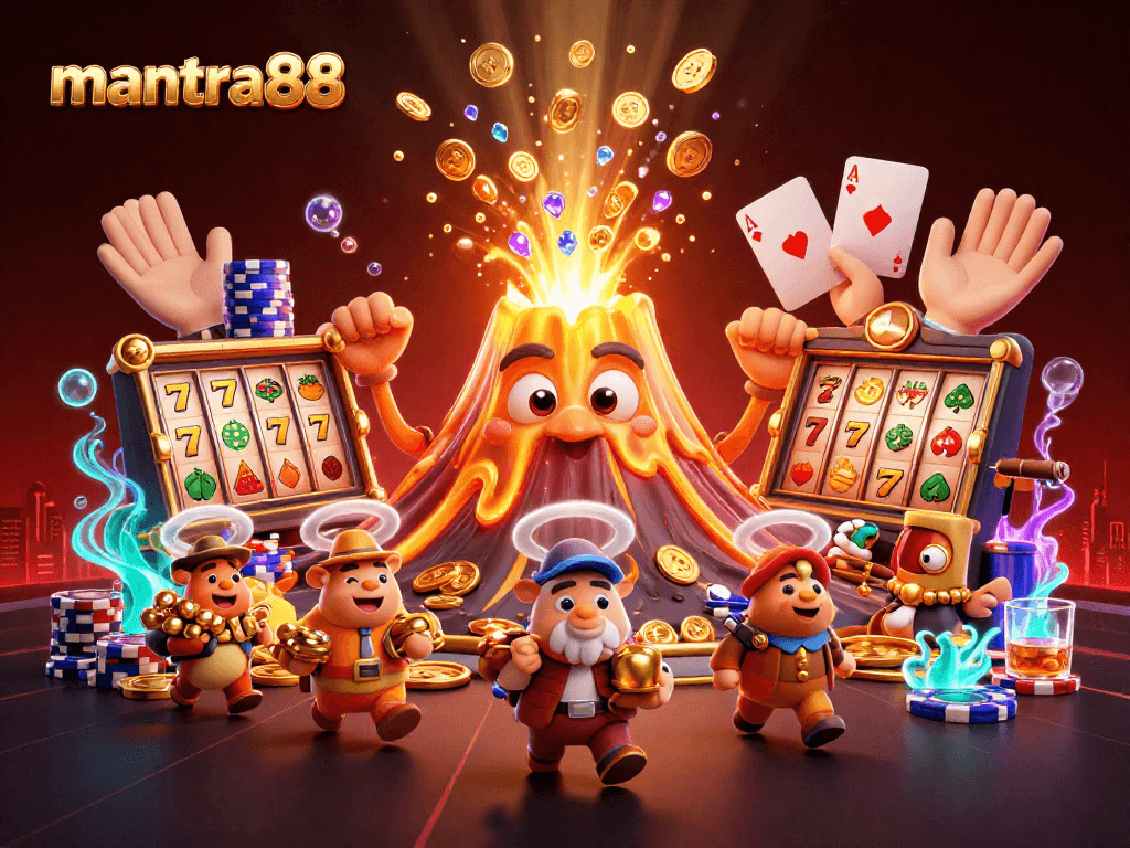 Experience mantra88's thrilling jackpot with dynamic scenes from a vibrant casino world.