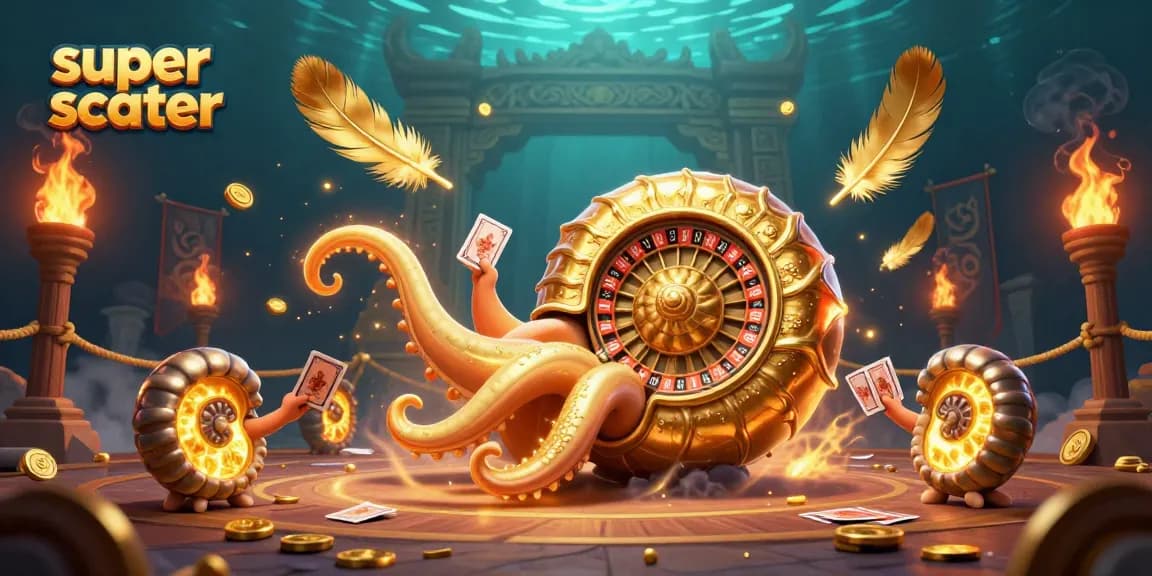 Experience super scatter action with a colorful nautilus casino scene filled with excitement and detail.