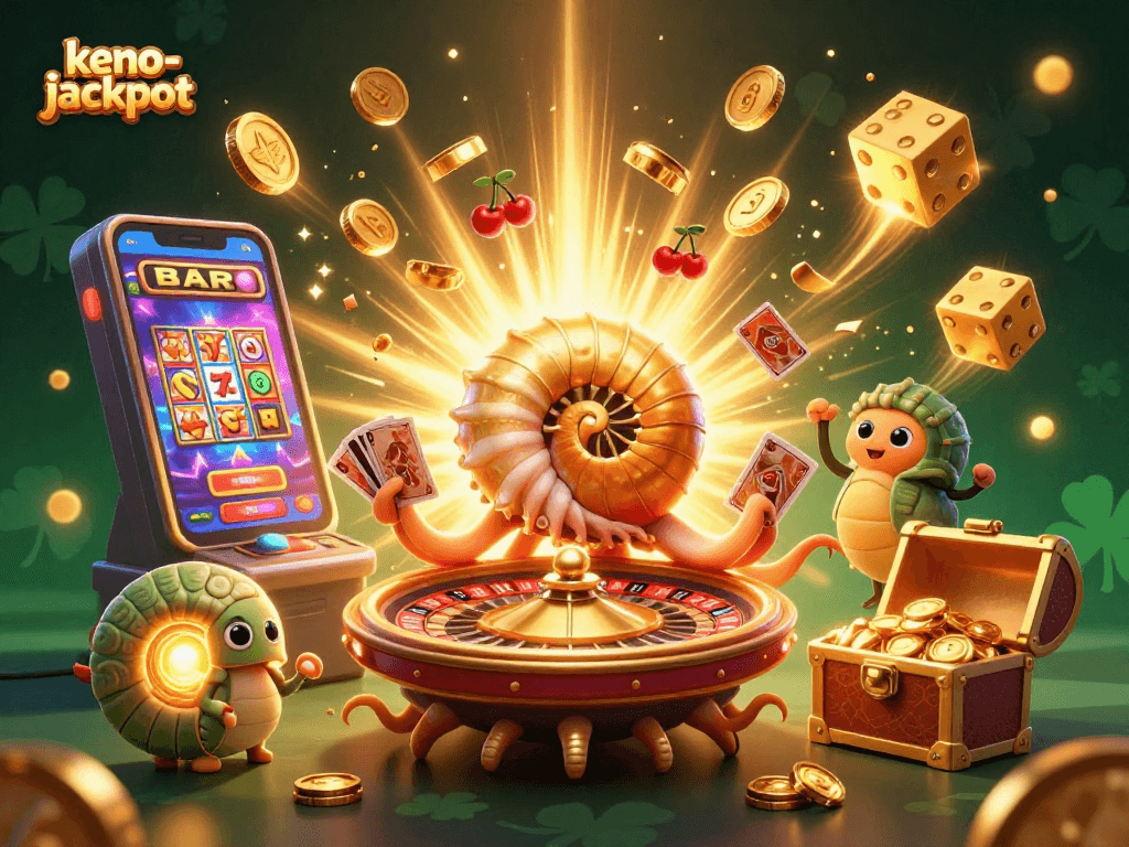 Experience thrilling wins with keno-jackpot’s exciting gameplay; vibrant scene showcasing casino elements.