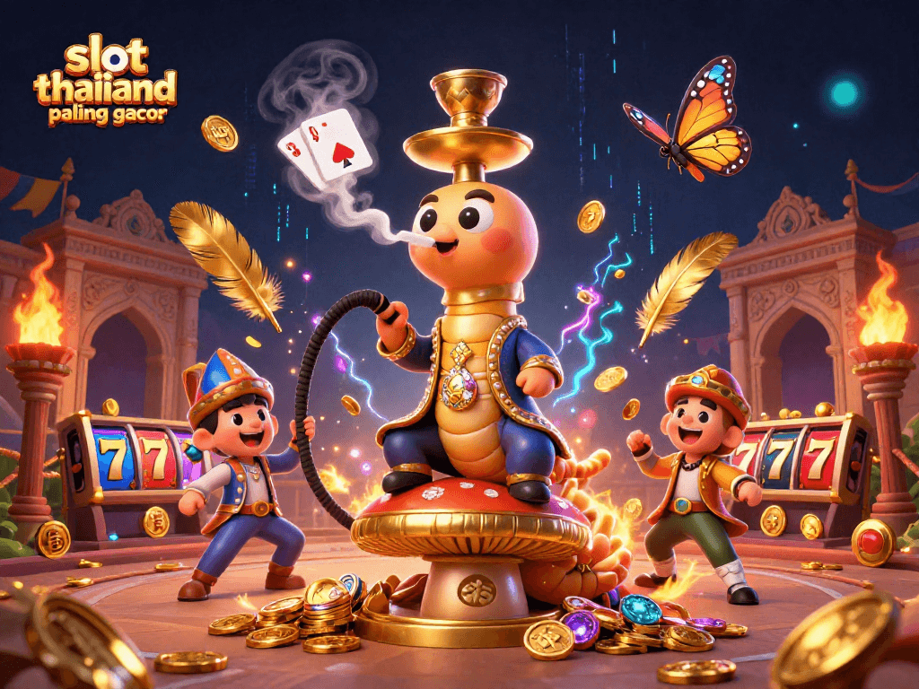 Experience the thrill of slot thailand paling gacor with vibrant slot reels in this dynamic 3D casino illustration.