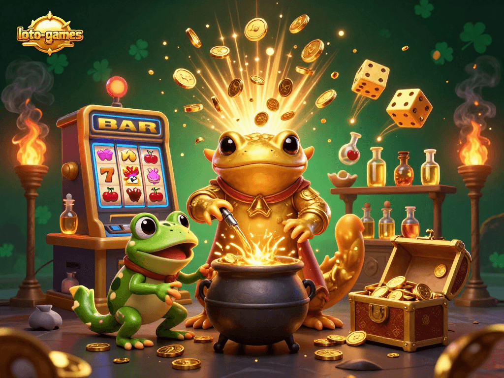 Experience thrilling loto-games with a golden salamander alchemist and jackpots bursting with coins.