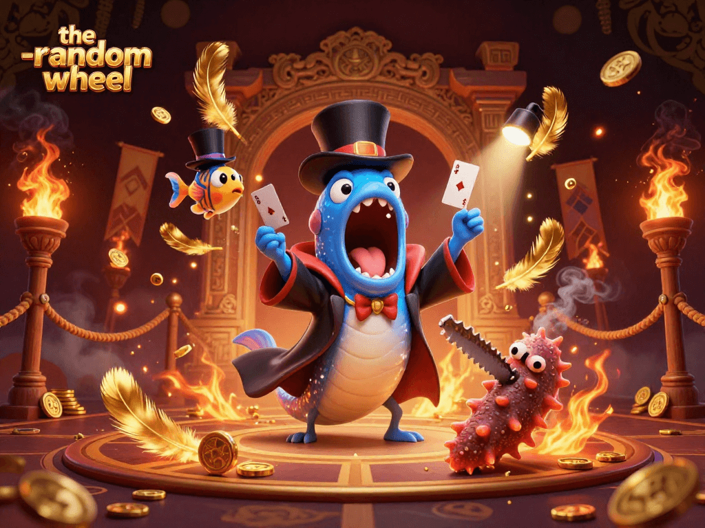 The-random-wheel showcases a bioluminescent eel and top-hat anglerfish in a dynamic casino magic scene.