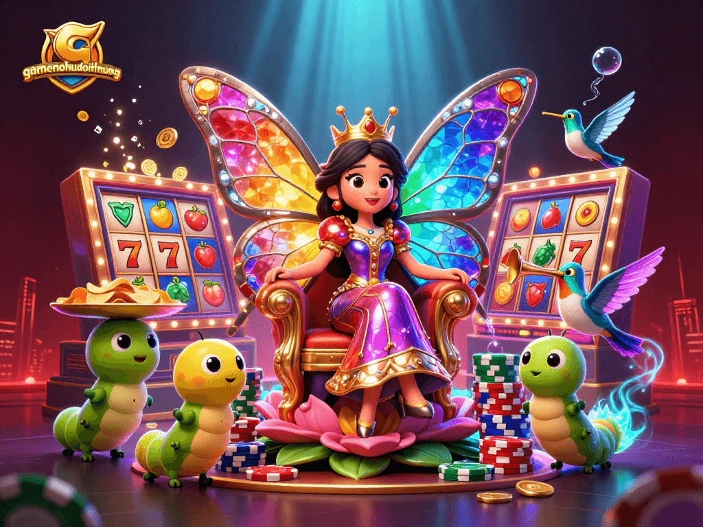 Spin to win big at gamenohudoithuong's jackpot slot game with vibrant characters and glimmering jackpots.