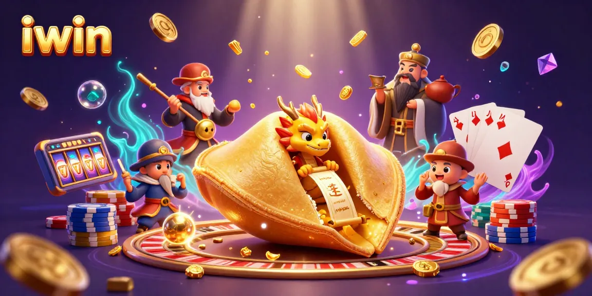 Experience thrilling wins with iwin's enchanting casino illustration full of vibrant game elements.