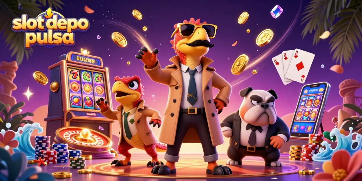 Experience the excitement of slot depo pulsa with dynamic casino elements and raptors in a trench coat.