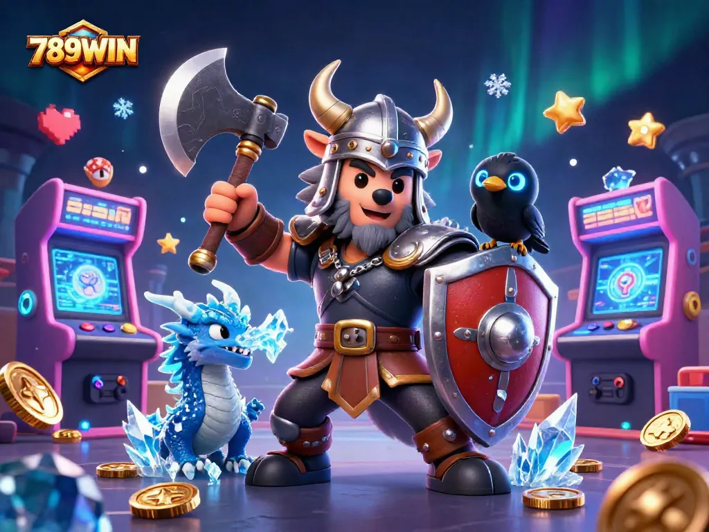 Engage in vibrant gameplay with 789WIN, featuring Viking warriors and interactive gaming elements.