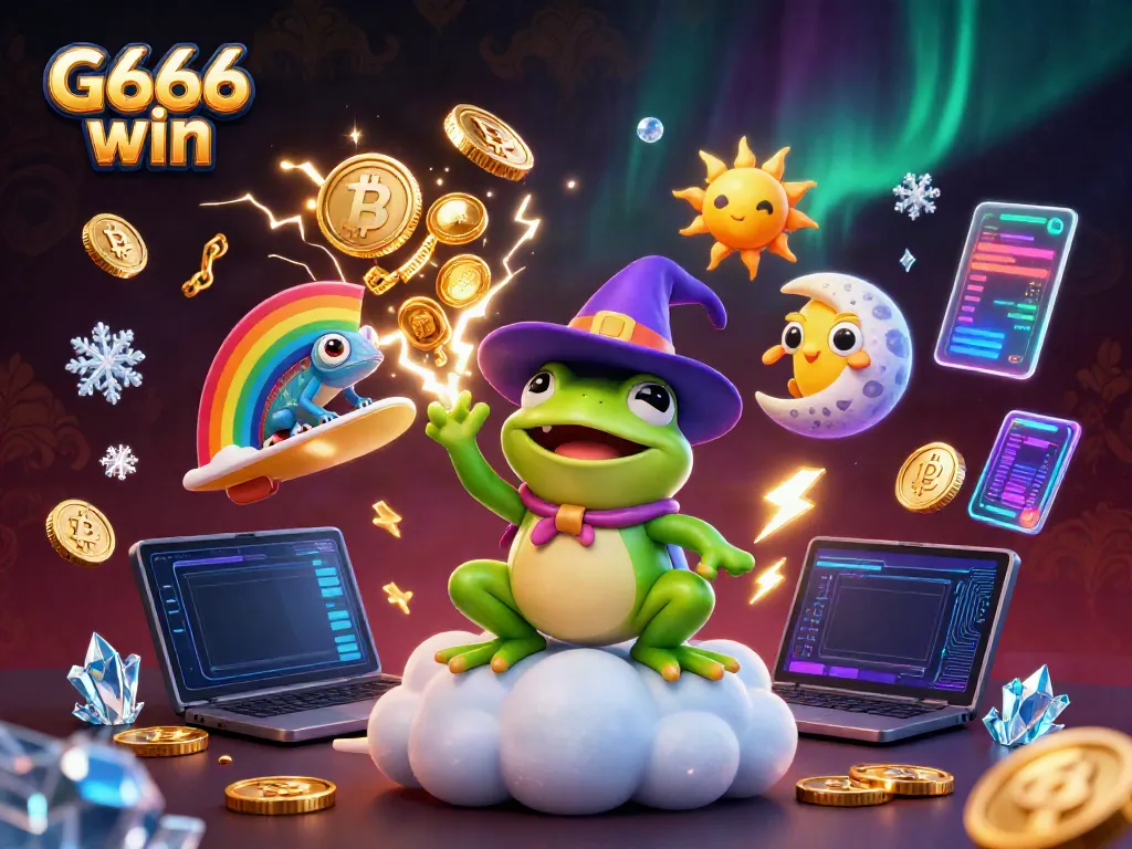 Spin and win with G666 win's dynamic gaming scene filled with golden treasures.