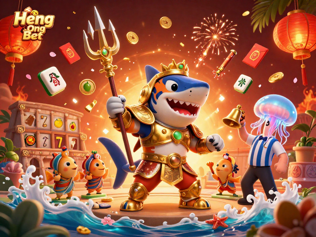 Experience Heng Ong Bet with an exhilarating underwater casino scene featuring vibrant characters and dynamic gaming elements.