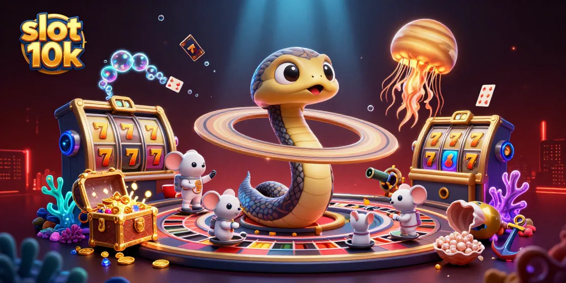 Bet on slot 10k with a fun cosmic gaming scene featuring astronaut mice, Saturn's rings, and glowing treasures.