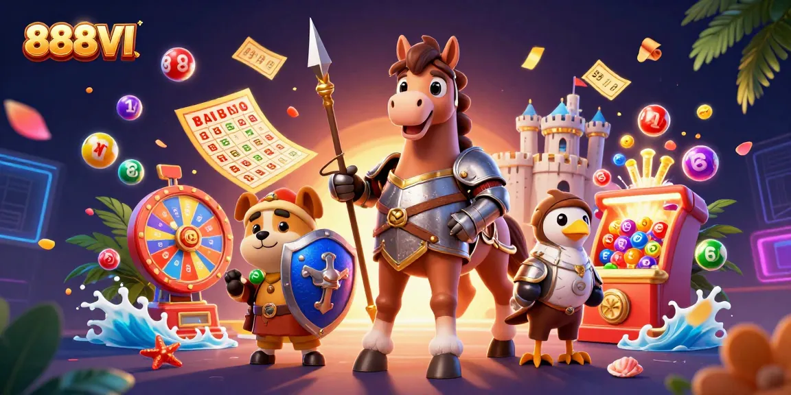 Engage with exciting games at 888VI featuring medieval knight characters and dynamic lottery elements.