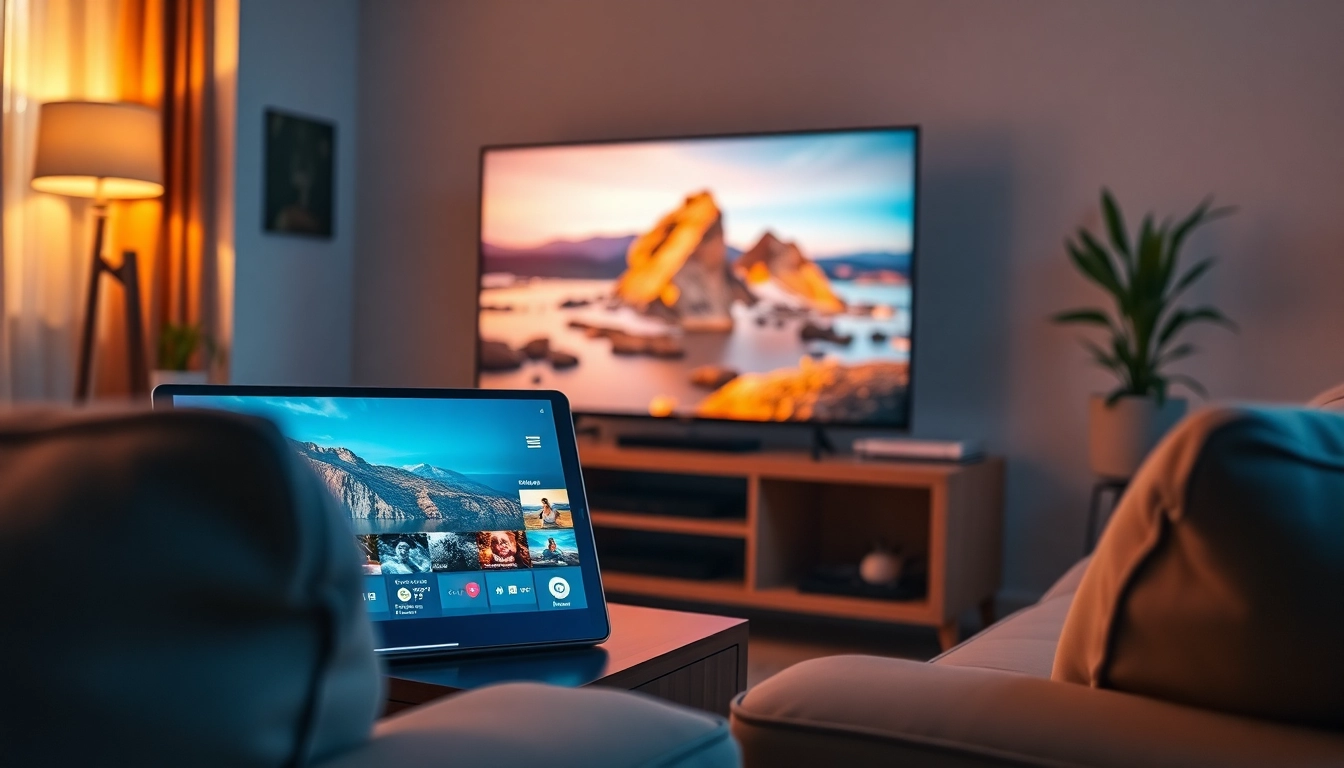Enjoying IPTV Norway streaming services in a cozy living room setup with modern devices.
