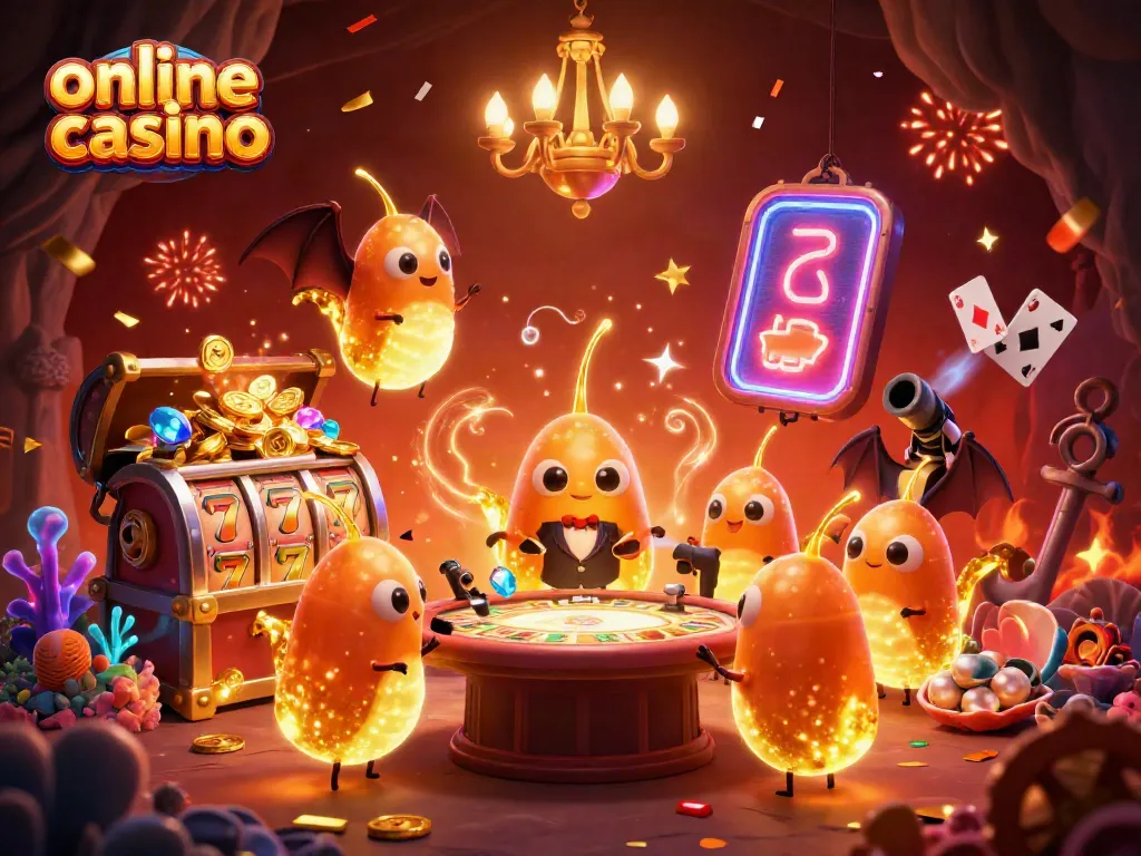 Experience the thrill of online casino games in this vibrant glowworm casino scene.