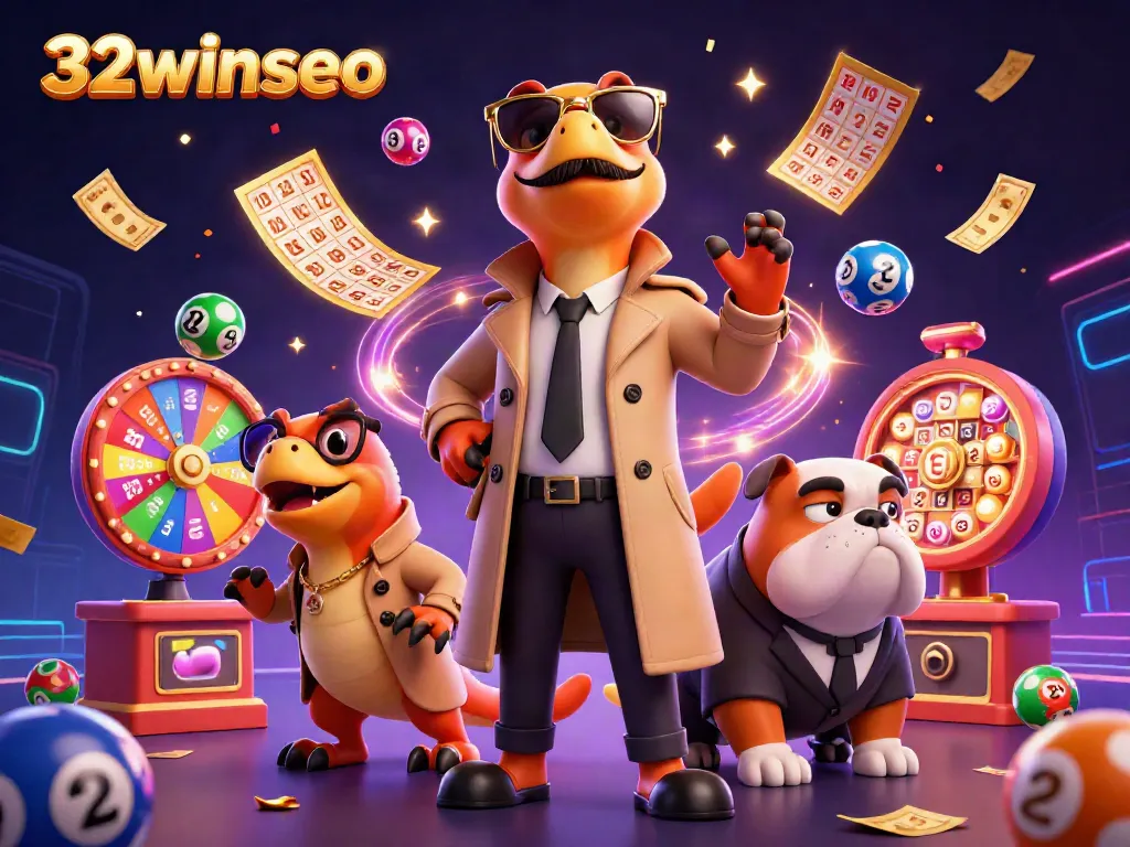 Experience the vibrant world of 32winseo through a dynamic VIP casino scene with playful raptors.