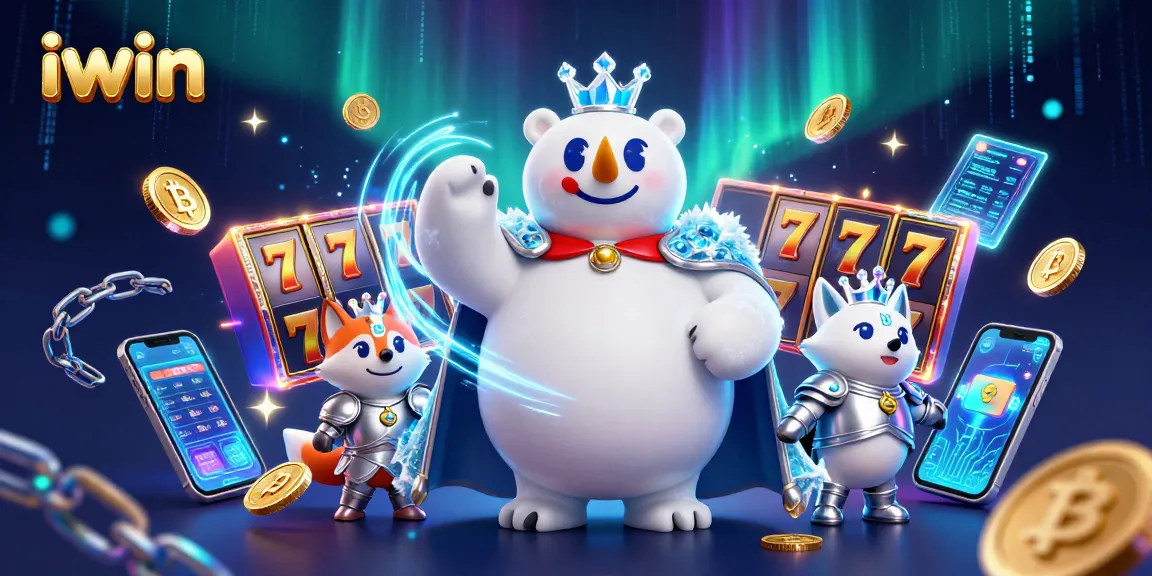 Win big with iwin's exciting slots featuring a playful ice king and dynamic crypto elements.