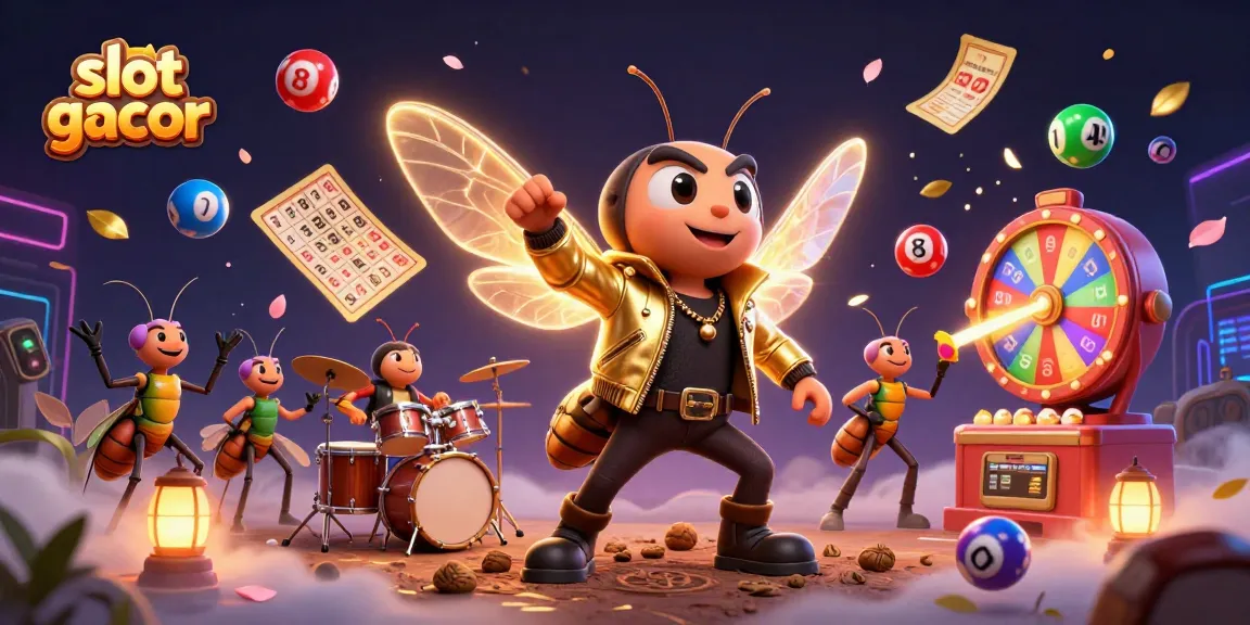 Experience slot gacor's vibrant game energy with a rock star cicada and a lively band.