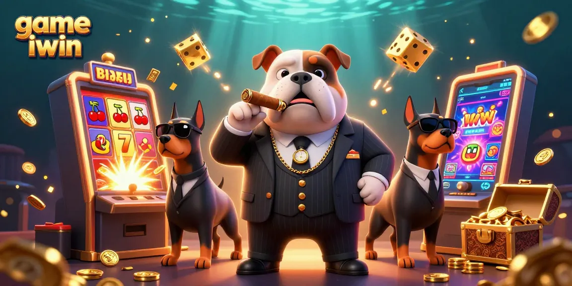 Spin to win with game iwin in an exciting 3D casino illustration featuring a bulldog boss!