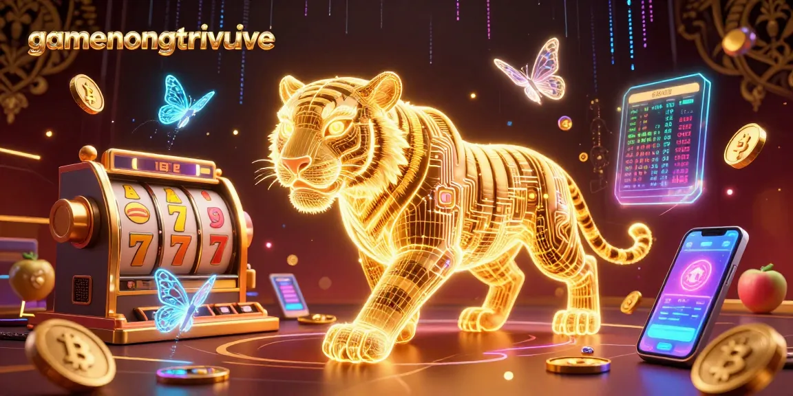 Experience the thrill of gamenongtraivuive with vibrant slot elements in a dazzling 3D casino scene.
