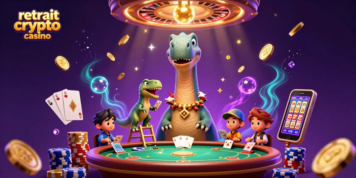 Retrait crypto casino rapide avec un brontosaurus et un croupier raptor de cartes dans un cadre dynamique