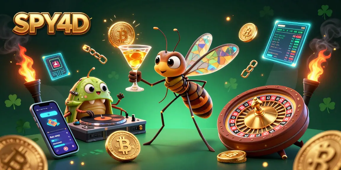 SPY4D menghadirkan suasana casino yang megah dengan ikon-ikon digital menarik dan unsur keberuntungan.