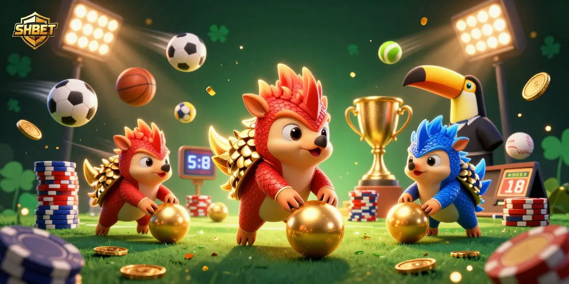 Engage with SHBET's exhilarating gambling experience showcased in a vibrant 3D illustration.