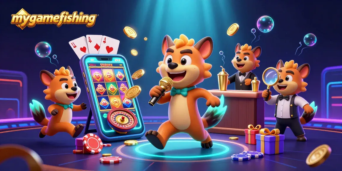 Experience mygamefishing with a vibrant casino scene featuring hyenas in action.
