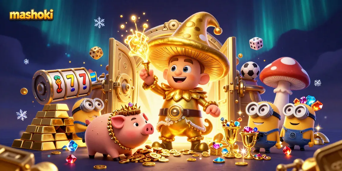 Spin the reels of mashoki's enchanting casino world filled with gold treasures and magic.