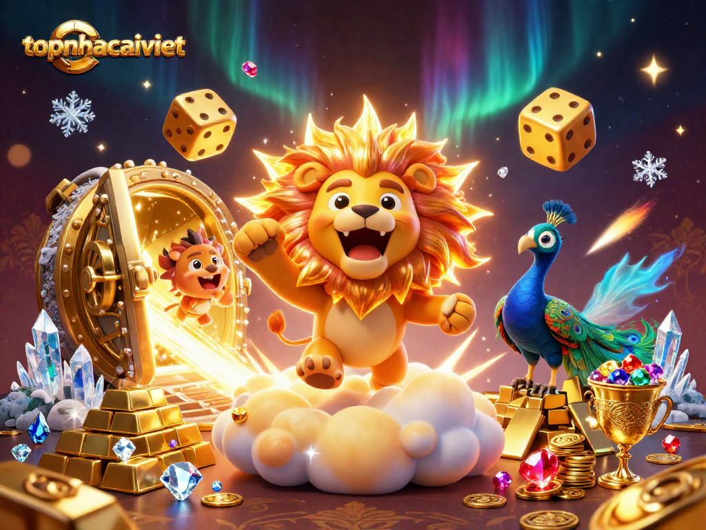 Experience thrilling gameplay at topnhacaiviet with a vibrant casino-themed 3D illustration.