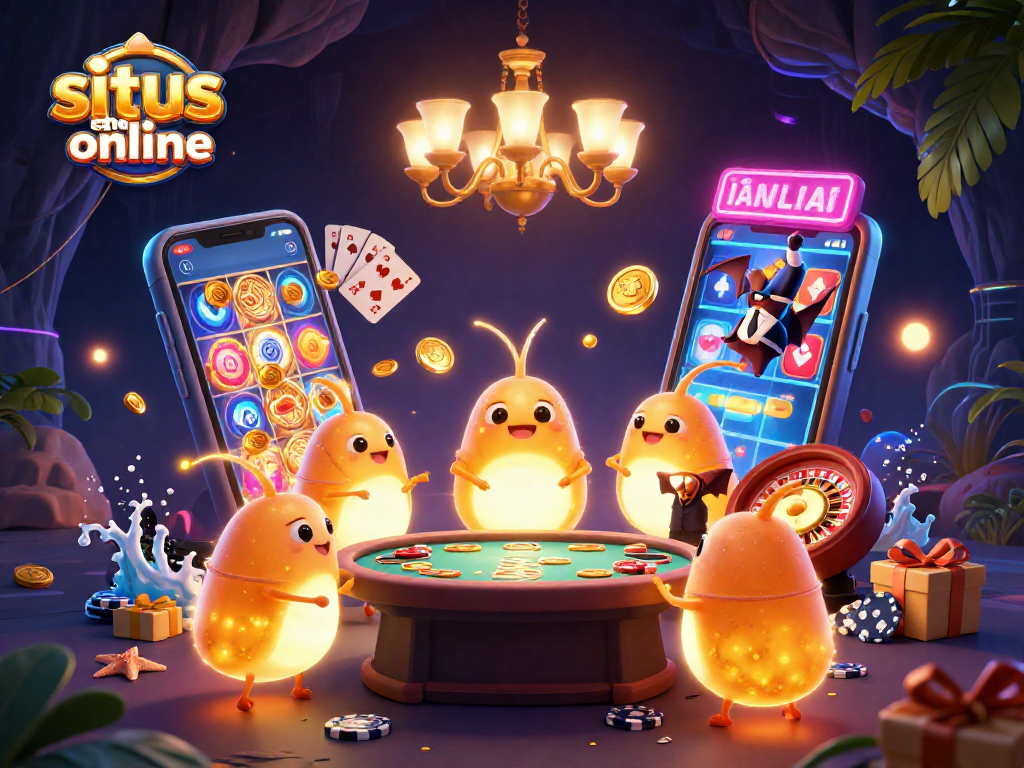 Permainan situs slot online dengan cahaya kuning dari glowworms, memberi kesan megah dalam kasino.