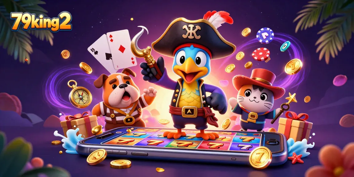 Spin reels with 79king2's pirate characters in a vibrant casino scene full of gaming action.