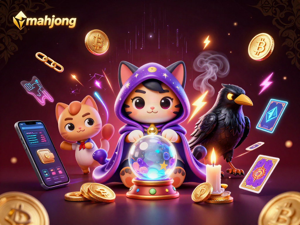 Engage with mahjong strategies in this rich 3D casino illustration showcasing fortune teller elements.