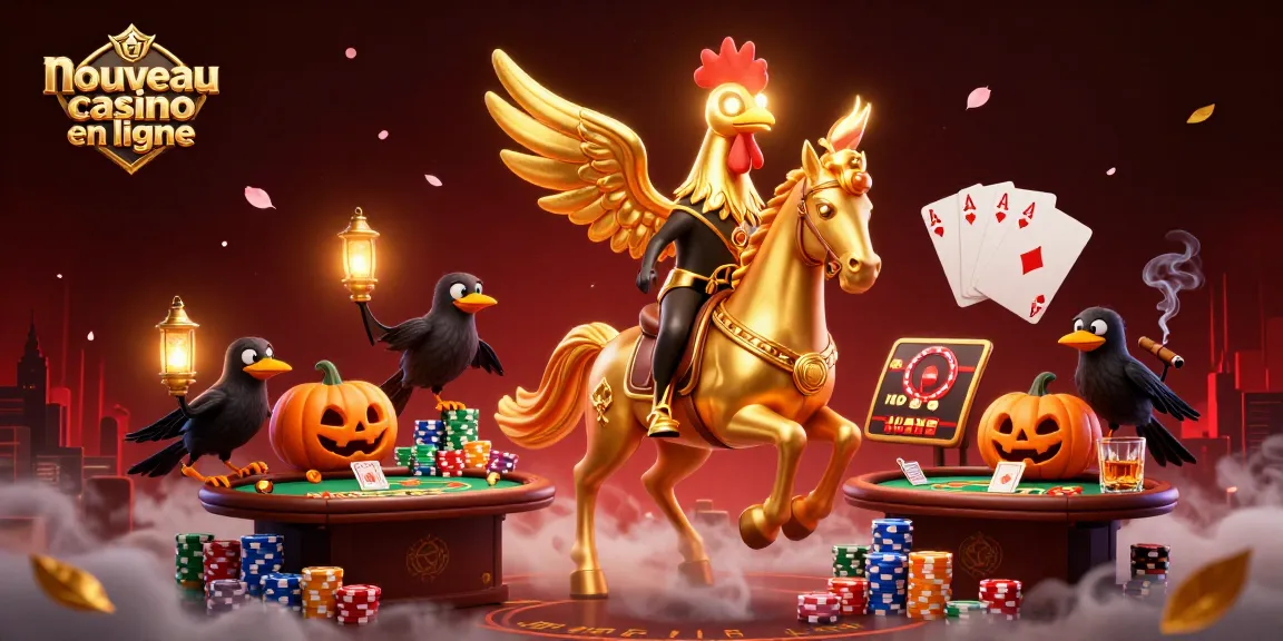 Illustration captivante de nouveau casino en ligne avec un coq doré et des lanternes crows, ambiance féerique.