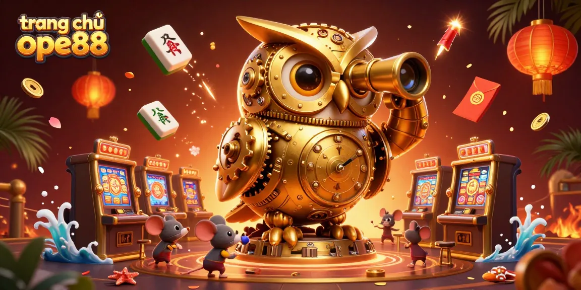 Experience excitement at trang chủ ope88 with a captivating 3D casino illustration featuring lively characters and intricate gaming elements.