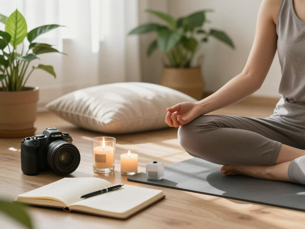 Person practicing mantra88 meditation in a tranquil indoor setting
