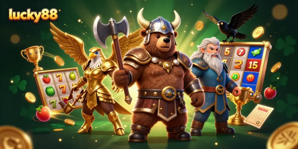 Experience thrilling gameplay with lucky88 in a vibrant 3D casino scene featuring dynamic slots and engaging characters.
