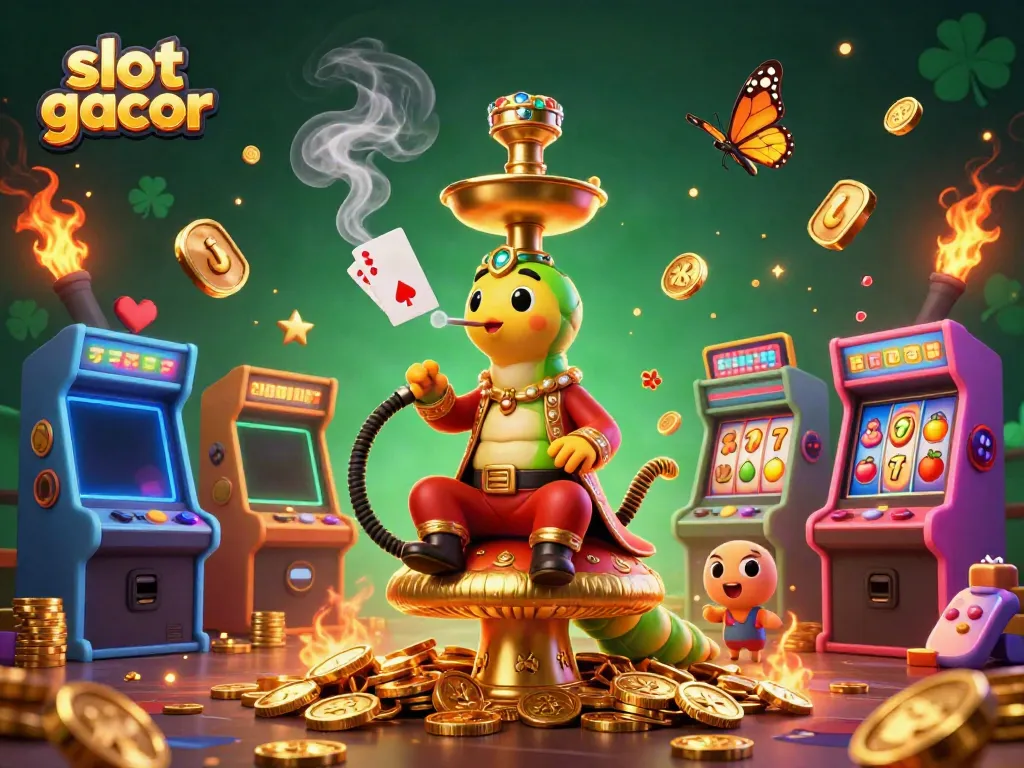 Engage with slot gacor via vibrant gaming characters and dynamic elements in a detailed 3D illustration.