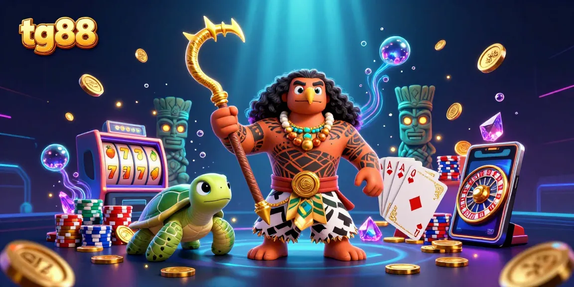 Engage with tg88's thrilling slots as a demigod hawk and turtle spin reels adorned with golden coins.