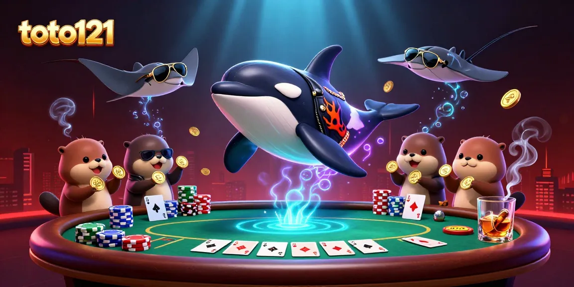 Engage in thrilling games at toto121 with dynamic characters in a packed casino scene.