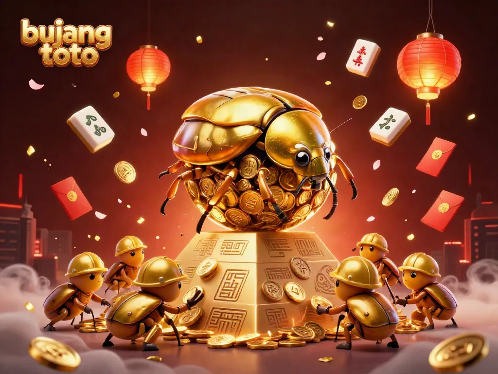 Engage with bujang toto's vibrant casino world featuring a golden beetle and shimmering treasures.