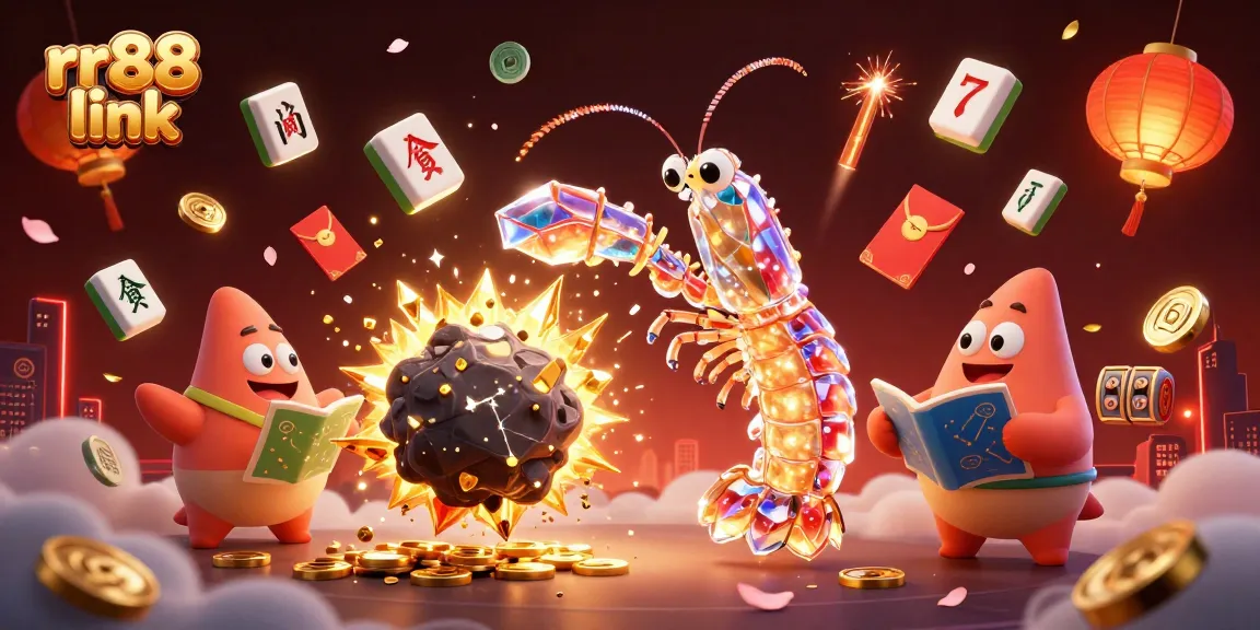 Experience thrilling gaming with rr88 link as a galactic samurai mantis shrimp battles through exploding gems and coins.
