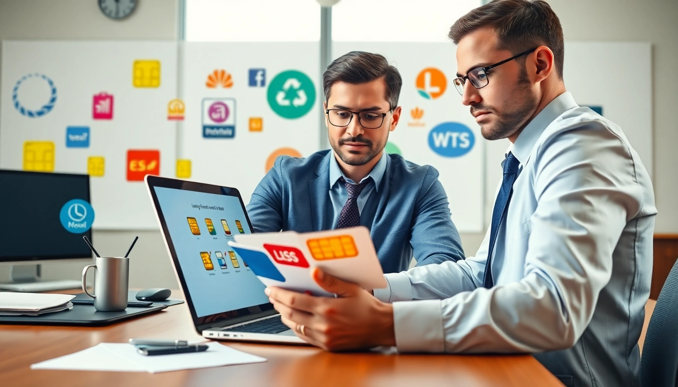 Compare business SIM only deals UK with a professional analyzing options on a laptop in an office.