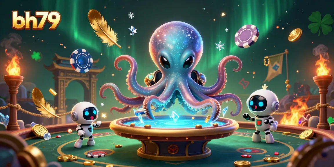 Join the alien octopus at the bh79 poker table, where vibrant cosmic betting comes alive!