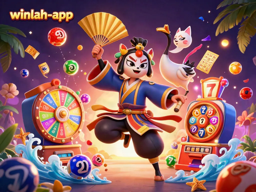 Engage with winlah-app's exciting slot games amidst vibrant 3D carnival elements and enchanting characters.