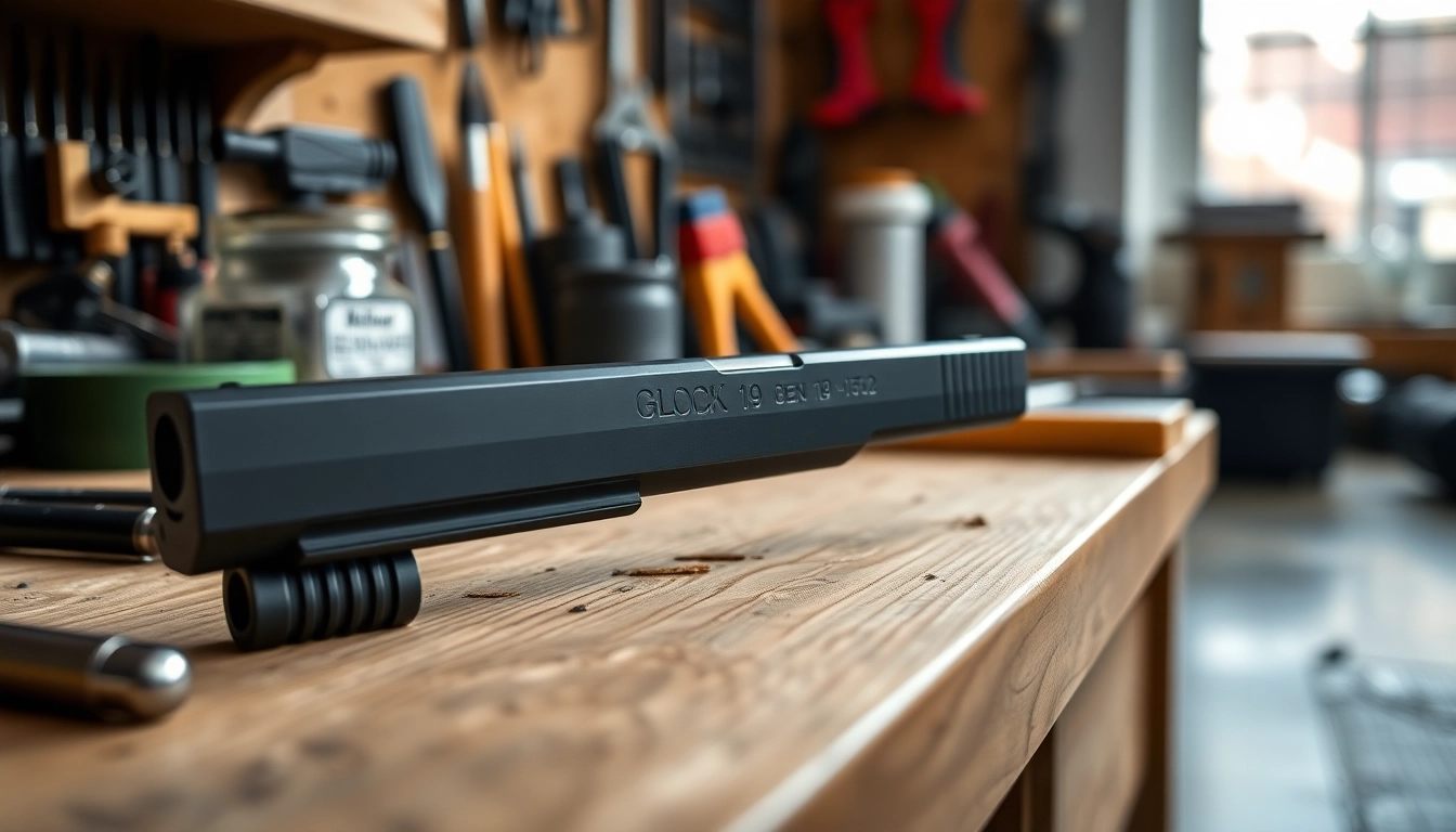 Showcasing a glock 19 gen 3 slide with detailed craftsmanship and design.