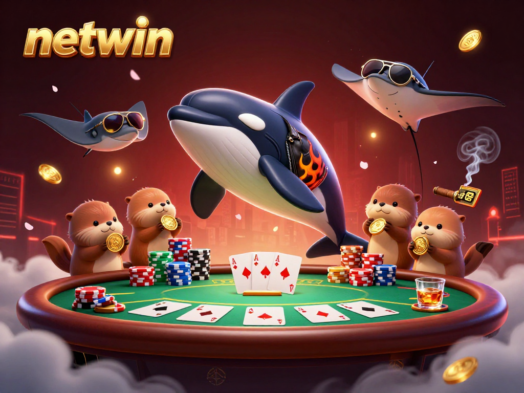Experience thrilling gaming adventures with netwin featuring lively characters in a dynamic casino scene.