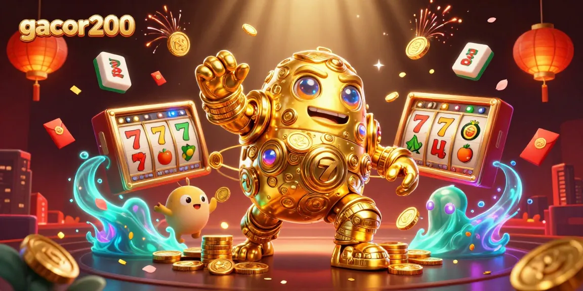 Gacor200 menghadirkan pengalaman bermain slot dengan golem emas dan simbol slot yang dinamis.