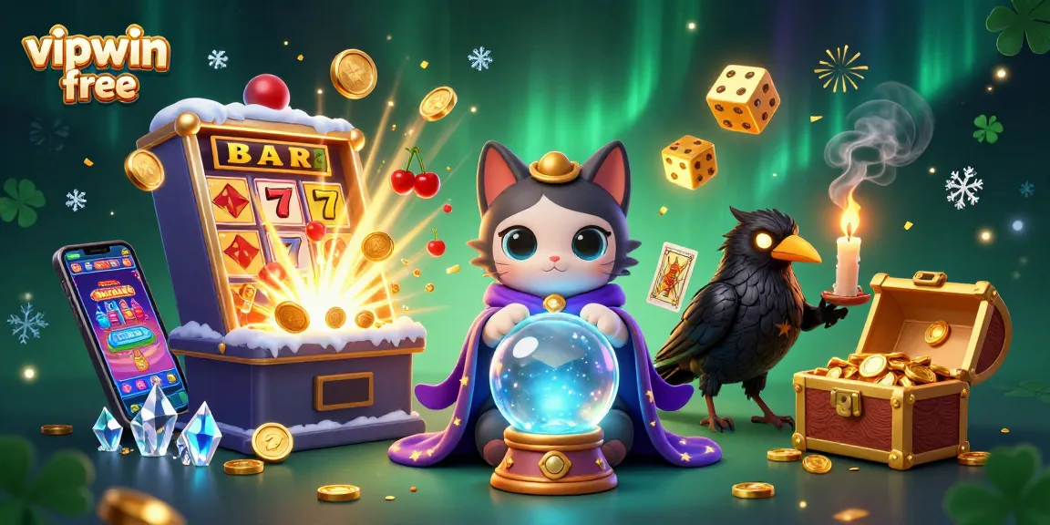 Spin the reels and win big at vipwin free, featuring a dynamic 3D casino scene with vibrant elements.