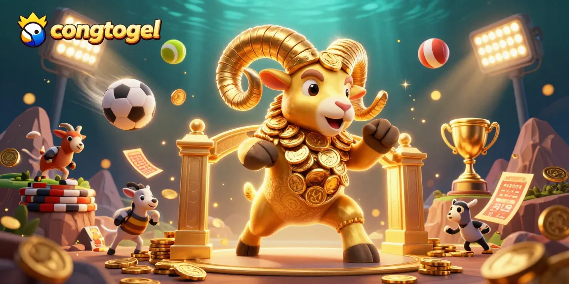 Experience thrill with congtogel as a massive golden ram charges through a opulent casino scene.