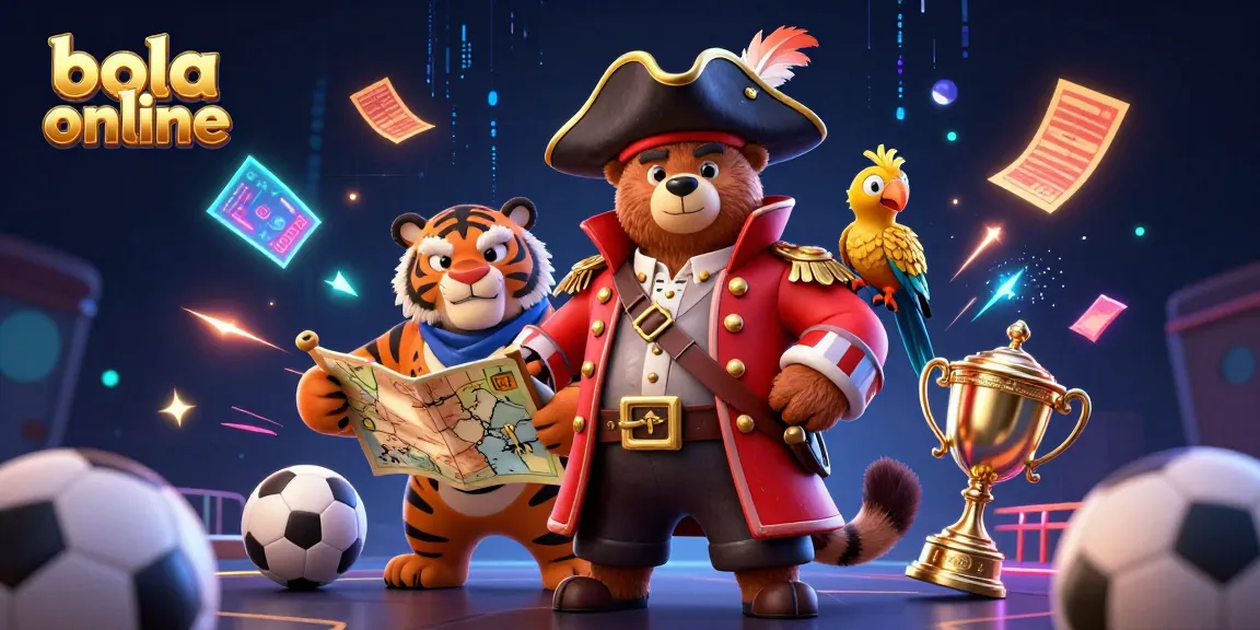 Place your bets with the dynamic action of bola online at this vibrant illustration.